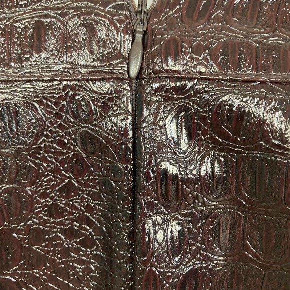 Rachel Comey Skirt Womens Sz 0 Brown Faux Leather Pencil Crocodile Buttons - Picture 4 of 10